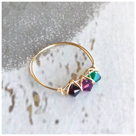 Swarovski crystal wire rings - ROWAN + RAE designs